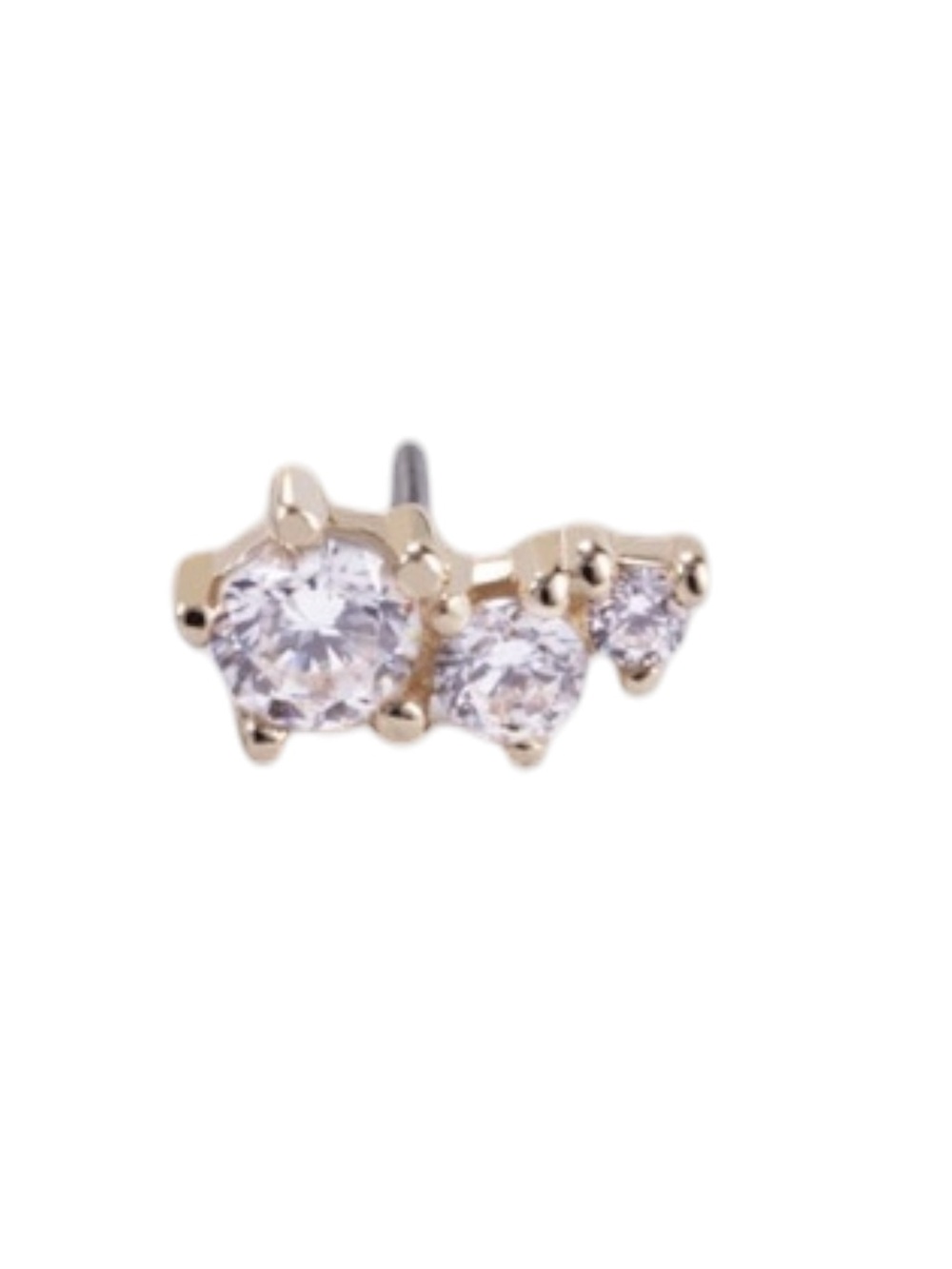 14k Solid Gold Three CZ Ear Climbers